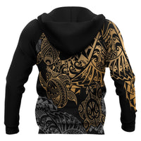 Samoa Polynesian Zip up Hoodie Gold Turtle Flowing - Polynesian Pride