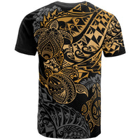 Tonga Polynesian T Shirt Tonga Coat of Arms Gold Turtle Flowing - Polynesian Pride