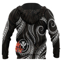 Polynesian Hawaii Zip up Hoodie Black Plumeria - Polynesian Pride