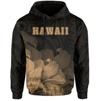 Tropic Hibiscus Seal of Hawaii Hoodie Gold - Polynesian Pride
