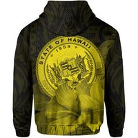 Tropic Hibiscus Seal of Hawaii Hoodie Yellow - Polynesian Pride