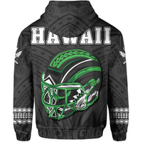 Polynesian Warrior Helmet Football Kanaka Kakau Hawaii Hoodie Gray - Polynesian Pride
