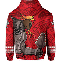 Polynesian Islands Warrior Kakau Hawaii Hoodie Red - Polynesian Pride