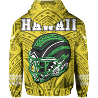 Polynesian Warrior Helmet Football Kanaka Kakau Hawaii Hoodie Yellow - Polynesian Pride