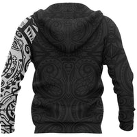 New Zealand Maori Hoodie, Maori Warrior Tattoo Pullover Hoodie White - Polynesian Pride