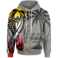Marquesas Islands Zip up Hoodie Classical Coconut Tree Unisex Gray - Polynesian Pride