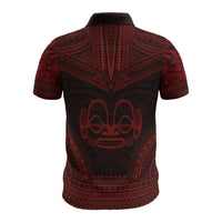 Marquesas Islands Polo Shirt Marquesas Islands Tiki Face Polynesian Chief Tattoo Red Version - Polynesian Pride