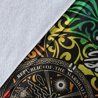 Marshall Islands Premium Blanket - Rainbow Polynesian Pattern Crest - Polynesian Pride