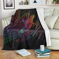 Marshall Islands Premium Blanket - Butterfly Polynesian Style White - Polynesian Pride