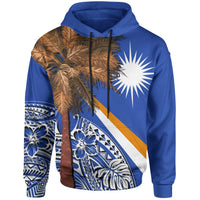 Marshall Islands Polynesian Hoodie Palm Tree Unisex Flag Color - Polynesian Pride
