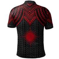 Marshall Islands Custom Polo Shirt Polynesian Armor Style Red - Polynesian Pride