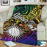 Marshall Islands Custom Personalised Premium Blanket - Rainbow Polynesian Pattern - Polynesian Pride