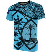 Guam T Shirt Guam Flag Bleu Clair A02 Unisex Art - Polynesian Pride