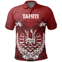 Tahiti Polo Shirt Tahitian Flag Coconut Tree A02 Unisex Red - Polynesian Pride