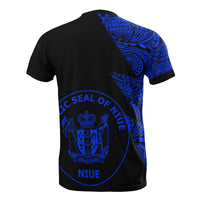 Niue T Shirt Polynesian Pattern Blue Flash Style - Polynesian Pride