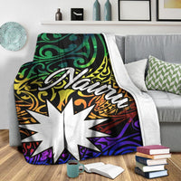 Nauru Premium Blanket - Rainbow Polynesian Pattern - Polynesian Pride