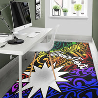 Nauru Custom Personalised Area Rug - Rainbow Polynesian Pattern - Polynesian Pride