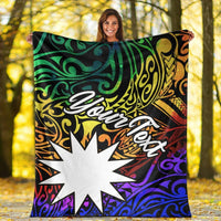Nauru Custom Personalised Premium Blanket - Rainbow Polynesian Pattern - Polynesian Pride