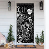 Nauru Door Cover Turtle Hibiscus Black - Polynesian Pride
