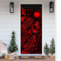 Nauru Door Cover Turtle Hibiscus Red - Polynesian Pride