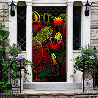 Nauru Door Cover Turtle Hibiscus Reggae Reggae - Polynesian Pride