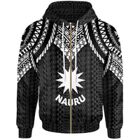 Nauru Zip up Hoodie Polynesian Armor Style Black Unisex Black - Polynesian Pride