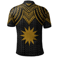 Nauru Polo Shirt Polynesian Armor Style Gold - Polynesian Pride