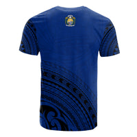 Nauru All Over T Shirt Nauru Coat Of Arms Polynesian Tribal Blue Version - Polynesian Pride