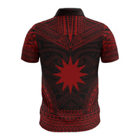 Nauru Custom Polo Shirt Nauru Flag Polynesian Chief Tattoo Red Version - Polynesian Pride
