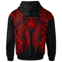 Nauru Hoodie Polynesian Lion Head Red Style - Polynesian Pride