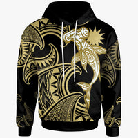 Nauru Hoodie Hammerhead Shark Tribal Pattern Unisex Gold - Polynesian Pride