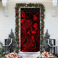 New Caledonia Door Cover Turtle Hibiscus Red - Polynesian Pride