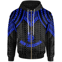 New Caledonia Zip up Hoodie Polynesian Armor Style Blue Unisex Blue - Polynesian Pride