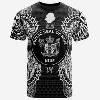 Niue All T Shirt Niue Seal Map Polynesian Tattoo White Black Unisex Black - Polynesian Pride