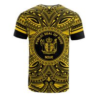 Niue All T Shirt Niue Coat Of Arms Polynesian Gold Black - Polynesian Pride