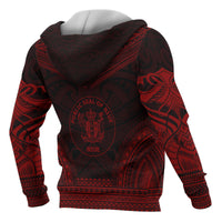 Niue Polynesian Chief Custom Zip up Hoodie Red Version - Polynesian Pride
