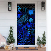 Northern Mariaba Islands Door Cover Turtle Hibiscus Blue - Polynesian Pride