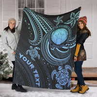 Northern Mariana Islands Custom Personalised Premium Blanket - Blue Turtle - Polynesian Pride