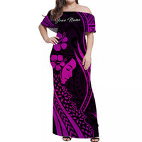 Custom Outfit For Couple Polynesian Valentine Couple Matching Dress and Hawaiian Shirt I LOVE YOU Hibiscus Style Purple LT13 - Polynesian Pride
