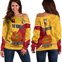 The Kumuls PNG Off Shoulder Sweater Papua New Guinea Polynesian Dynamic Style LT14 Women Yellow - Polynesian Pride