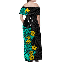 (Custom Personalised) Papua New Guinea Birds of Paradise Women Off Shoulder Long Dress Turquoise LT13 - Polynesian Pride