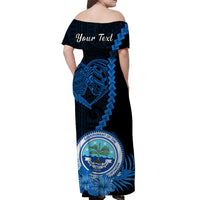 Custom Valentine Federated States of Micronesia Matching Hawaiian Shirt and Dress Heart Love Tropical Flowers Blue LT14 - Polynesian Pride