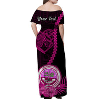 Custom Valentine Federated States of Micronesia Matching Hawaiian Shirt and Dress Heart Love Tropical Flowers Pink LT14 - Polynesian Pride