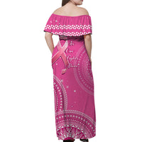 Tongan Breast Cancer Matching Dress and Hawaiian Shirt Tongan Ngatu Pattern No One Fights Alone LT14 - Polynesian Pride