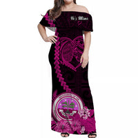 Custom Valentine Federated States of Micronesia Matching Hawaiian Shirt and Dress Heart Love Tropical Flowers Pink LT14 - Polynesian Pride
