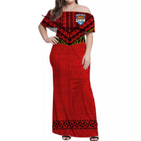 (Custom Text And Number) Tonga Rugby Matching Dress and Hawaiian Shirt Mate Maa Tonga Pacific Ngatu Black LT14 - Polynesian Pride
