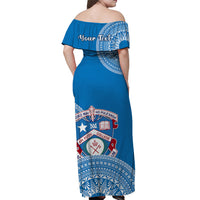 (Custom Personalised) Apifoou Tonga College Off Shoulder Long Dress Class Of Year Tongan Ngatu Pattern LT14 - Polynesian Pride