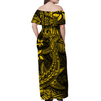 Polynesian Matching Dress and Hawaiian Shirt Gold Hawaiian Tribal Hammerhead Shark LT14 - Polynesian Pride