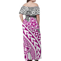 Traditional Polynesian Tribal Tattoo Retro Women Off shoulder Long Dress Pink LT9 - Polynesian Pride