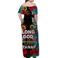 Vanuatu Sanma And Hibiscus Off Shoulder Long Dress LT6 - Polynesian Pride